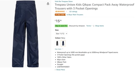 Trespass Mens Arnaud Waterproof Trousers Black  Sportpursuitcom