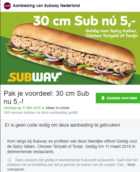 Aanbieding subway