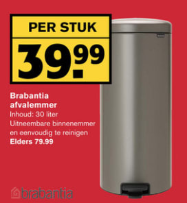 personeelszaken belediging Genealogie Brabantia newIcon prullenbak - 30 liter - platinum voor €39,99