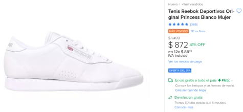 Reebok Classic PRINCESS Blanco - Envío gratis