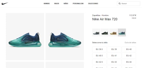 Zapatillas Nike Max 720 hombre por 113,97€