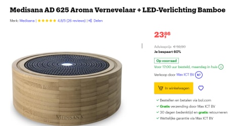 Won slinger Onbekwaamheid Medisana AD 625 Aroma vernevelaar voor €23,86 bij Bol.com