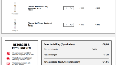 1+1 Gratis op alle Alie Therme producten Aanbiedingen