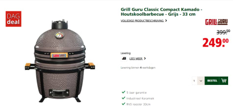 Uitgang tunnel cassette Grill Guru Classic Compact Houtskoolbarbecue voor €249