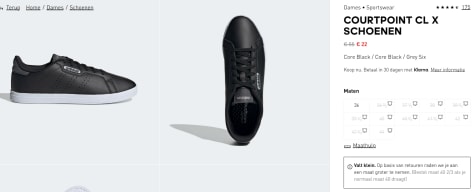 Zwarte Courtpoint CL X Adidas Sneakers voor maar €22 bij Adidas
