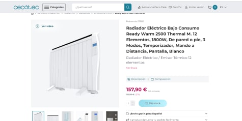 Cecotec Radiador Eléctrico Bajo Consumo ReadyWarm 2500 Thermal