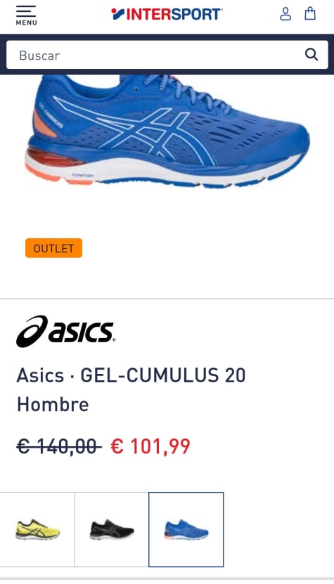 asics cumulus intersport