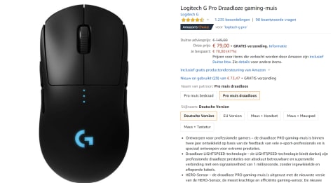 Logitech G903 HERO Draadloze Gaming Muis voor €75 Logitech G903 HERO Draadloze Gaming Muis voor €75