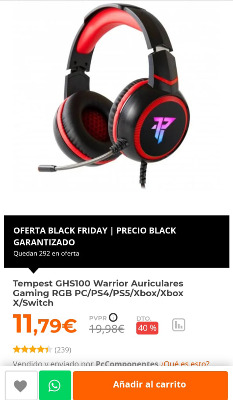 Tempest Warrior Auriculares Gaming RGB