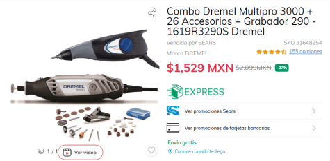 Combo Dremel Multipro 3000 + 26 Accesorios + Grabador 290 - 1619R3290S  Dremel