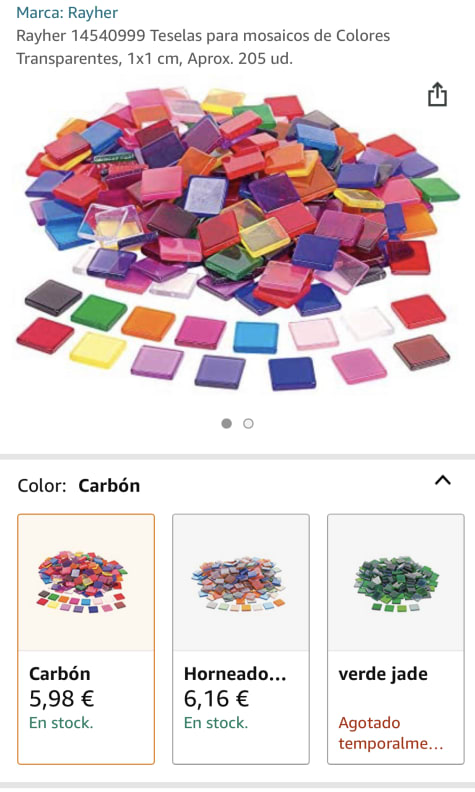 Aprox. 205 unidades teselas de 1x1,cm para mosaicos por 5,98€