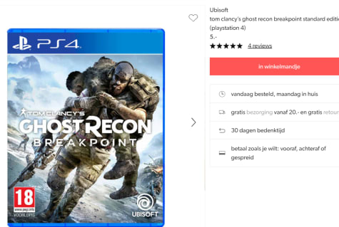 Ghost Recon Breakpoint - PS4 voor €5 bij Wehkamp