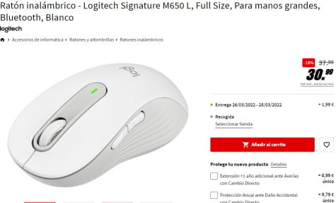 Ratón Inalámbrico Signature M650 Silencioso, Bluetooth-blanco Logitech con  Ofertas en Carrefour