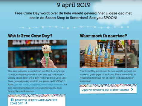 Ben & Jerry's Free Cone Day met gratis ijs Aanbiedingen