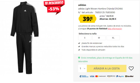 para Hombre adidas Light Woven por 39.99€ en Deporte-Outlet