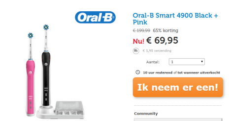 Hamburger zonsondergang Hoop van Oral-B SMART 4 4900 Elektrische Tandenborstel - Duo voor €69,96