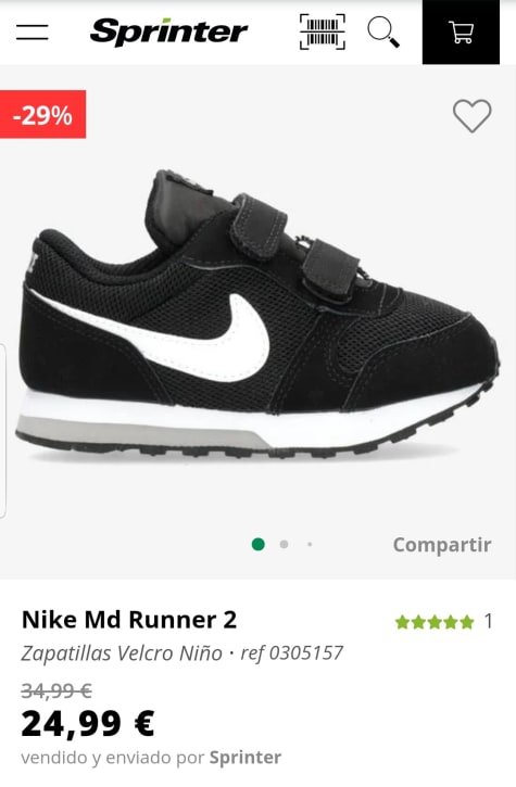 Nike Md Runner Niño por 24,99€.