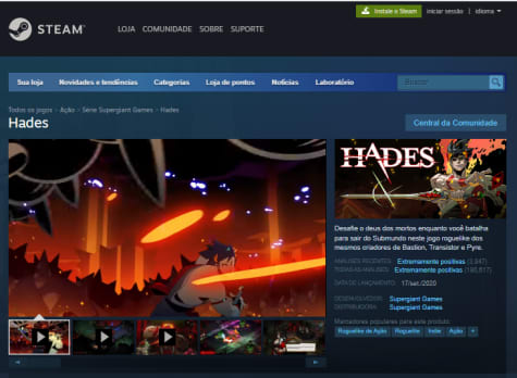 Jogo: Hades na Steam - R$ 23,74