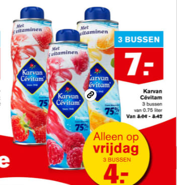 Karvan Cévitam 3 bussen van 0.75 liter voor €4 Aanbiedingen