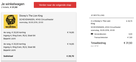 €20 korting op tickets voor de Lion