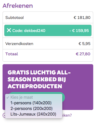 (Prijsfout?) 5 dekbedden + dekbed twv €159,95 voor €27,85 Aanbiedingen (Prijsfout?) 5 dekbedden + dekbed twv €159,95 voor €27,85 Aanbiedingen