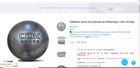 Boules De Pétanque ODK Zeus INOX Triplette - Très Tendres (110kg/mm2) - Homologuées FFPJP - Poids 670-720g - Blanc Chrome
