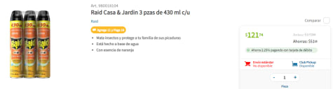 Raid Casa y Jardín x 3 po4 $ en Sam's Club