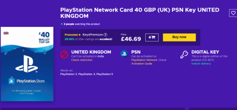 Playstation Network 70 GBP PSN Code (UK)