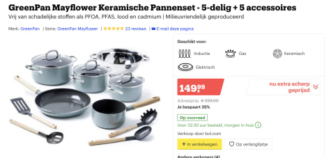 GreenPan Keramische - 5-delig voor €149,99