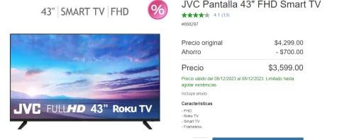 JVC Pantalla 43 FHD Smart TV | Costco México