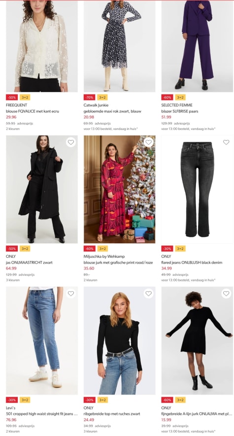 3\u003d2 op geselecteerde sale items: mode voor dames bij Wehkamp