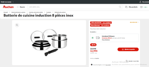 Batterie Cuisine Sitram Inox 15 Pièces - Casseroles Poêles Induction Amovible