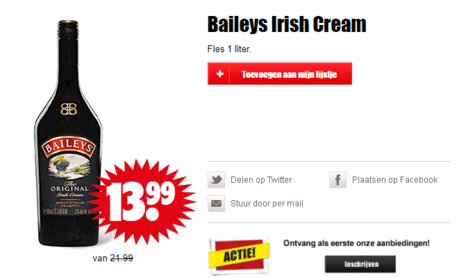 baileys irish cream nutrition