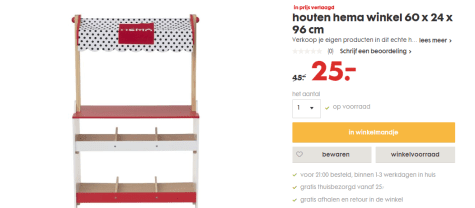 Voorafgaan Merg onderwerp Houten Hema winkeltje met toonbank voor €25