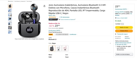 Jxrev Auriculares Inalámbricos, Auriculares Bluetooth 5.3 HiFi