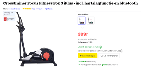 Voetganger Dislocatie ethisch Crosstrainer Focus Fitness Fox 3 iPlus - incl. hartslagfunctie en bluetooth  voor €399