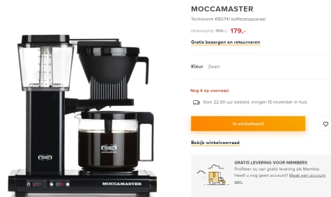 Hol rekenkundig zwavel Douwe Egberts Moccamaster koffiezetapparaat - KBG 741 - antraciet voor €179