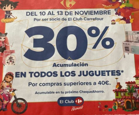 30% descuento en juguetes Carrefour pedido 40€