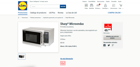 Microondas Sharp® por 49€ en Lidl