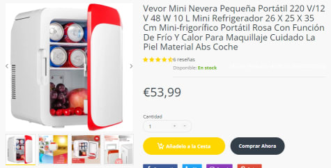 VEVOR VEVOR Mini Nevera Pequeña Portátil 220 V/12 V 48 W 10 L Mini  Refrigerador 26 x 25 x 35 cm Mini-Frigorífico Portátil Rosa con Función de  Frío y Calor para Maquillaje