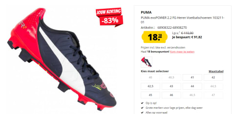 PUMA evoPOWER Ground voetbalschoenen-blauw voor €18,18