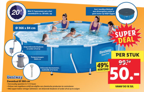 lied Schuldig veelbelovend Zwembad (366cmx84cm) incl. pomp, afdekzeil en accessoires voor €50