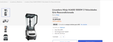 Licuadora Ninja nj600 3 velocidades