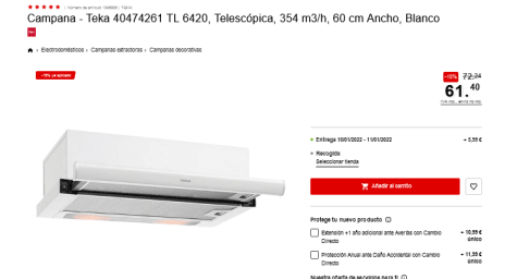 Teka TL 6420 Campana Extractora 60cm D Blanca