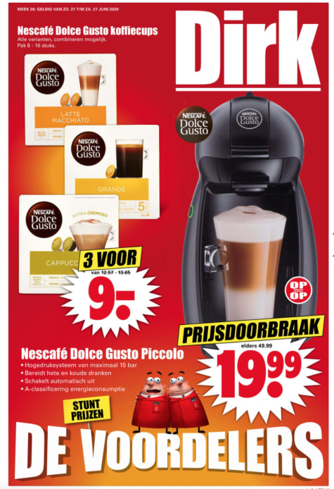 Dolce Gusto Piccolo voor €19,99 en 3 doosjes Dolce Gusto koffie voor €10  bij DekaMarkt