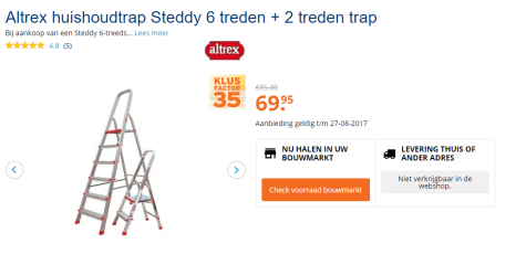 Altrex huishoudtrap Steddy 6 voor €69,95 en 2 trap