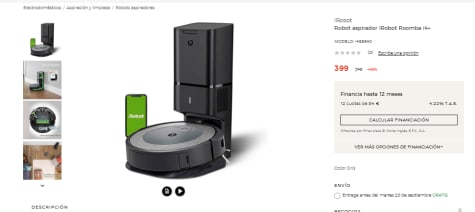 Robot aspirador Roomba® i4+ con vaciado automático