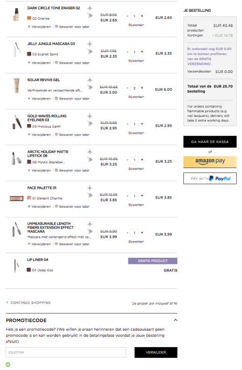 75% + 30%+ €5 korting + gratis product bij KIKO Aanbiedingen