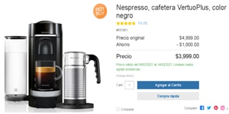 Nespresso, cafetera VertuoPlus por $3,999 en Costco