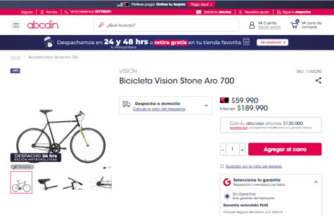 Bicicleta Vision Stone Aro 700 por 59.990